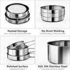 18/8 Stainless Steel Camping Cook Pot Set of 4 pcs, Camping Messware Kit, Camping Cooking Set, Backpacking Camping Cookware, Picnic Camping Cooking Mess Kit