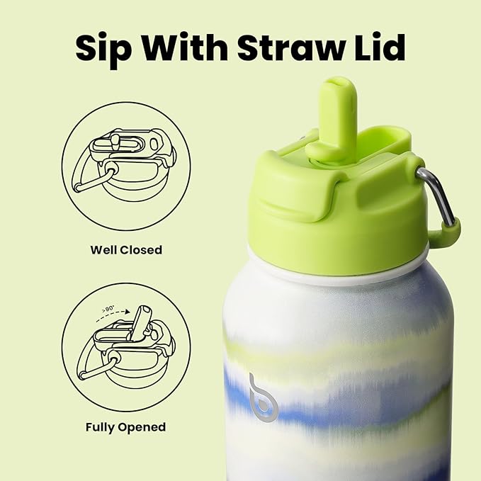 BOTTLE BOTTLE 32oz Insulated Water Bottle Stainless Steel Sport Water Bottle with Straw Dual-use Lid Design for Gym with Pill Box