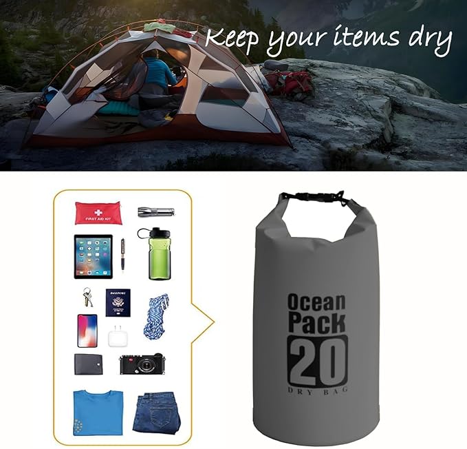 Dry Bag Waterproof Backpack 5L/10L/20L/30L Roll Top Waterproof Bag,Floating Dry bags for Kayaking,Swimming,Boating,Camping,Beach.