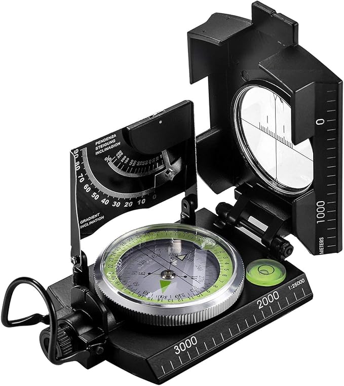 Eyeskey Multifunctional Military Sighting Navigation Compass with Inclinometer | Impact Resistant & Waterproof Compass for Hiking, Camping