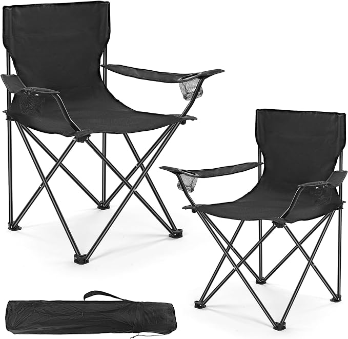 WEIDIORME 2 Pack Lightweight Camping Chairs, 300LBS Heavy-Duty Portable Folding Chairs with Carry Bag, Compact Design for Camping, Beach, Picnics, and Outdoor Event