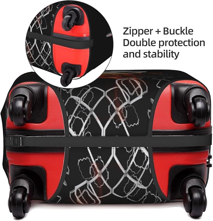 Travel Luggage Cover Protector, Soccer Football Ball Breaking Nets Thickened Washable Elastic Anti-scratch Sleeve with Concealed Zipper for Wheeled Suitcase Fits 18-21 Inch Luggage