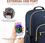 LOVEVOOK Laptop Backpack for Women 15.6 inch,Cute Womens Travel Backpack Purse,Professional Laptop Computer Bag,Waterproof Work Business College Teacher Bags Carry on Backpack with USB Port,Navy Blue