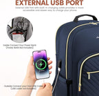 LOVEVOOK Laptop Backpack for Women 17.3 inch,Cute Womens Travel Backpack Purse,Professional Laptop Computer Bag,Waterproof Work Business College Teacher Bags Carry on Backpack with USB Port,Navy Blue