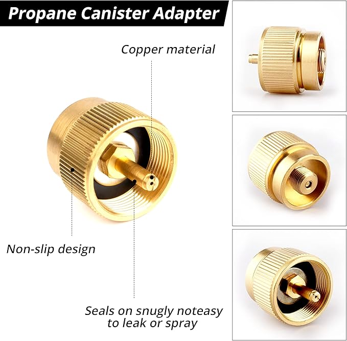 Camping Stove Burners Gas Refill Adapters EN417 Lindal Valve Canister Shifter Backpacking Stove Refill Adapter Valve Kit for Propane/Isobutane/Butane Gas Tank 3 PCS