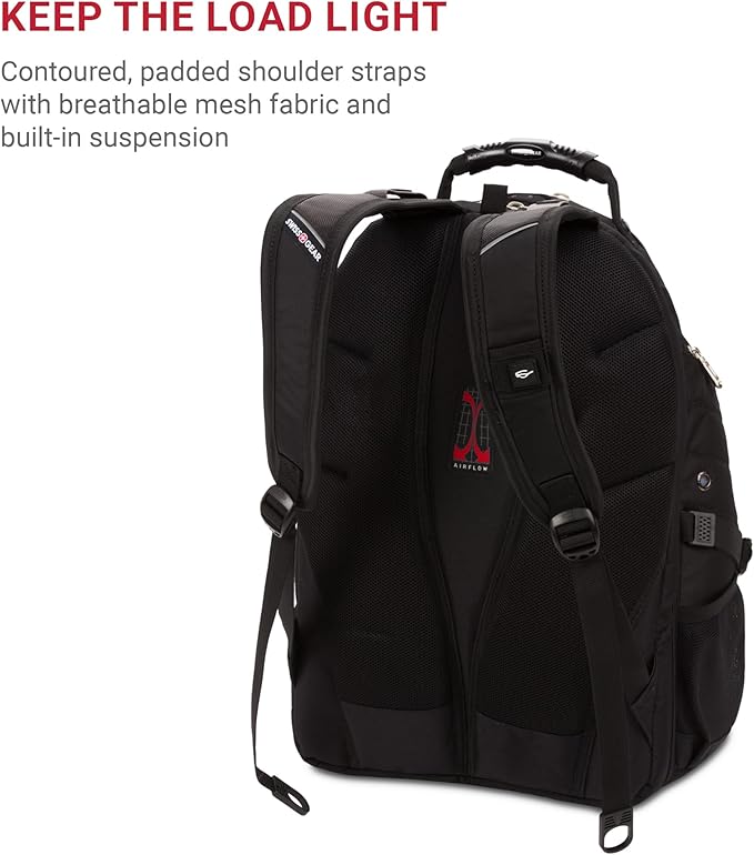SwissGear 1900 ScanSmart 17” Laptop Backpack Black – Reflective Tech Backpack with ScanSmart Compartment – Multiple Organizer Pockets & RFID Scan Blocking Technology