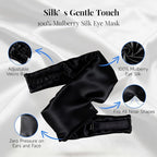 Mulberry Silk Sleep Mask for Men & Women - 100% Light Blocking Blackout Eye Mask for Side Sleepers, Adjustable Fit for All Heads, Soft Zero Pressure Comfort, Unisex Travel Eye Cover(Black)