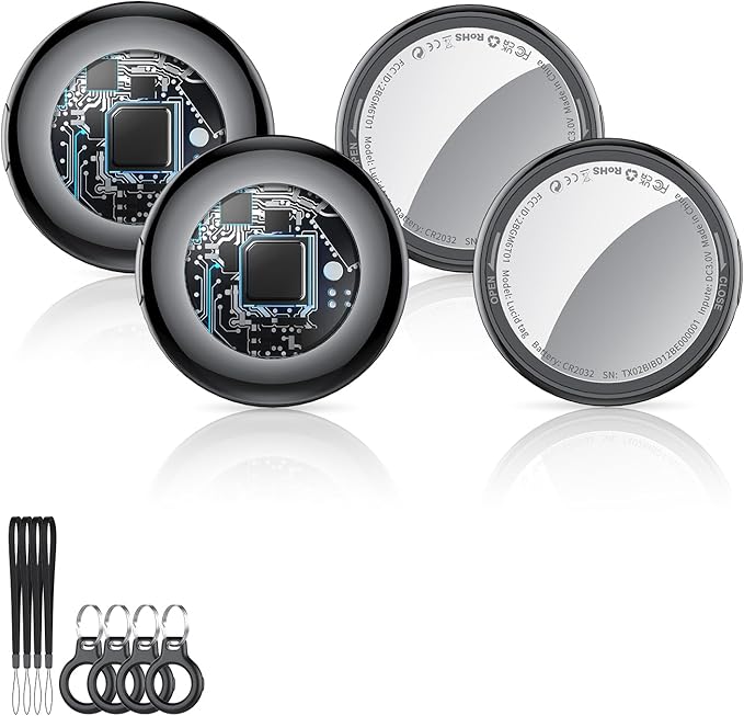 2026 New [Apple MFi Certified] Air Tracker Tags-4 Pack (iOS Only), Tukio Bluetooth Tracker for Apple Find My, Replaceable Battery, Key Finder and Item Locator Smart Tag for Keys, Bag, Luggage and More