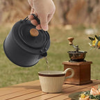 Camping Kettle, Stainless Steel Portable Coffee Tea Pot with Anti-Scald Handles, 35.2oz Capacity for Outdoor Camping Hiking Picnics (Black)
