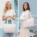 Tote Bag for Women Puffer Work Tote Handbag Large Quilted Nurse Bag with Zipper for Travel