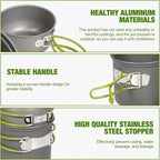 SS SUNSBELL Camping Cooking Set, Non-Stick Camping Pot and Pan Set, Portable Camping Cookware with Foldable Cutlery, 1-2 People Multifunctional Outdoor Cooking Equipment for Hiking, Picnicking