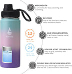 Farsea Insulated Water Bottle With Paracord Handle, Protective Boot and 2 Lids (Straw Lid & Spout Lid), Stainless Steel Water Bottle Wide Mouth, Double Wall Sweat-Proof BPA-Free, 18 oz