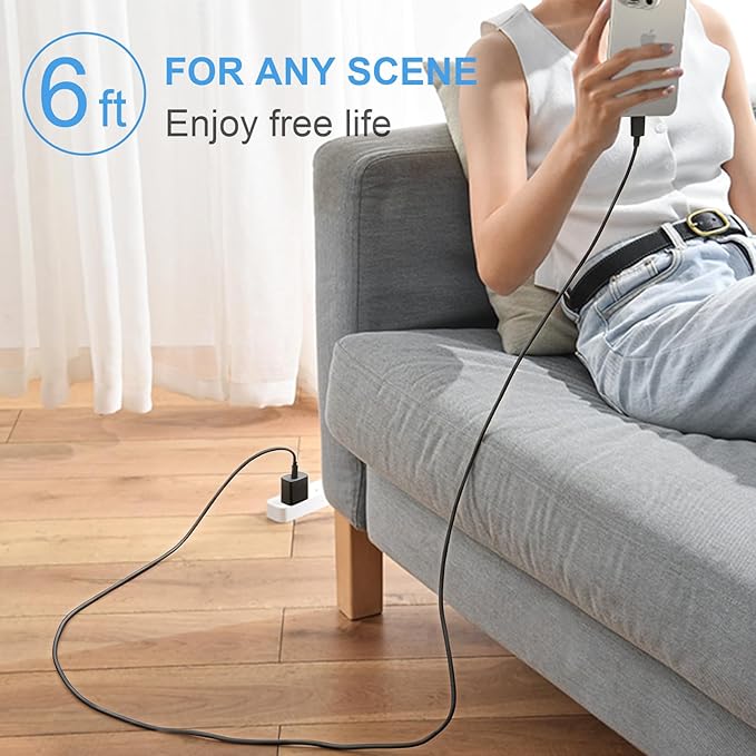 iPhone 17 16 15 Charger Fast Charging 3+3Pack 20W USB C Wall Charger with 6FT Fast Charging Cable Compatible with iPhone 17/17 Air/17 Pro/17 Pro Max/iPhone 16/15 Series, iPad Pro/AirPods -Black