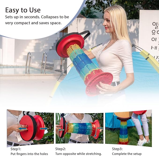 Telescopic Stool,20.4" Portable Seat, Collapsible Chair with Carabiner for Camping/Fishing/Hiking/BBQ/Music Festival - Max Capacity 770lbs