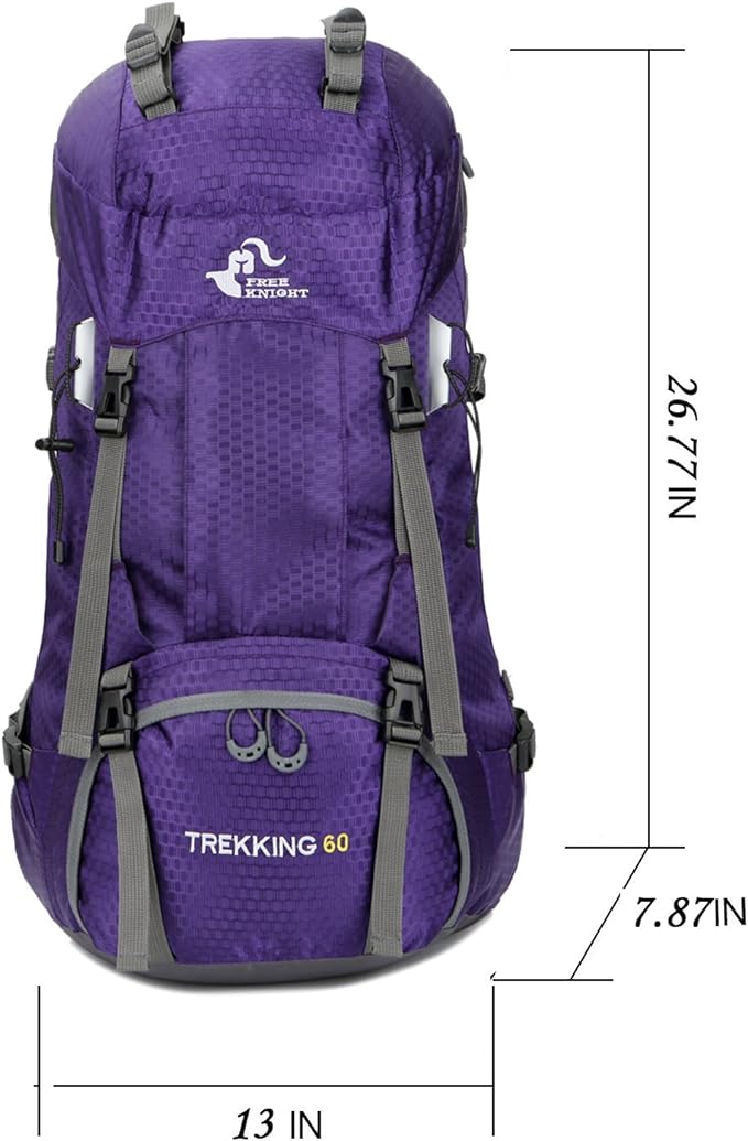 Bseash 60L Waterproof Hiking Camping Backpack with Rain Cover, Large Outdoor Sport Travel Daypack Rucksack for Climbing