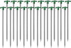 Cheardia 20 Pack Tent Stakes Heavy Duty, 9.75 Inch Yard Stakes Non-Rust Metal Tent Pegs Ground Stakes Tent Spikes for Camping Patio, Garden, Canopies, Grassland, Outdoor,Green