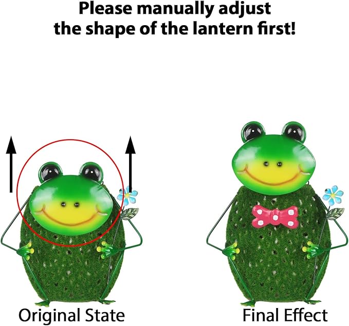 Frog Solar Hanging Lights Outdoor Handmade Iron Solar Outdoor Lanterns Waterproof Perfect for Floor, Patio, Yard, Garden Decorations Outdoor
