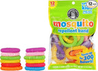 Grandpa Gus's Natural Mosquito Repellent Bracelets for Family, 300 Hours Protection, DEET-Free, Summer Outdoor Beach Camping Essentials, Regular Assorted Colors, 12 Bands
