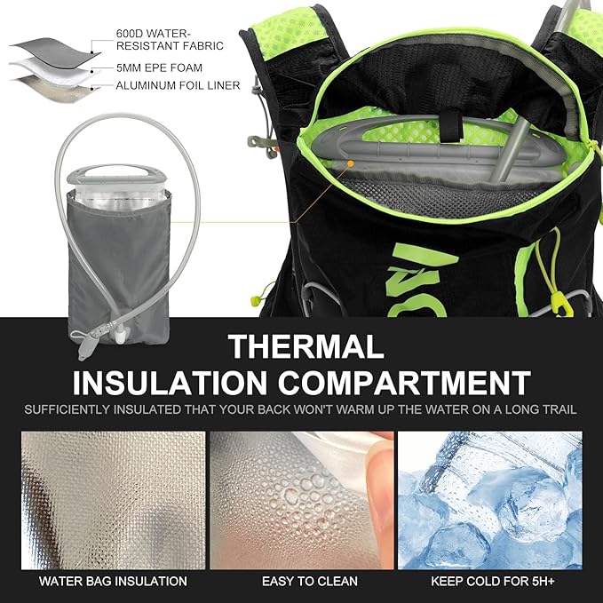 INOXTO Hydration Vest Backpack,Lightweight Water Running Vest Pack with 1.5L Water Bladder Bag Daypack for Hiking Trail Running Cycling Race Marathon for Women Men