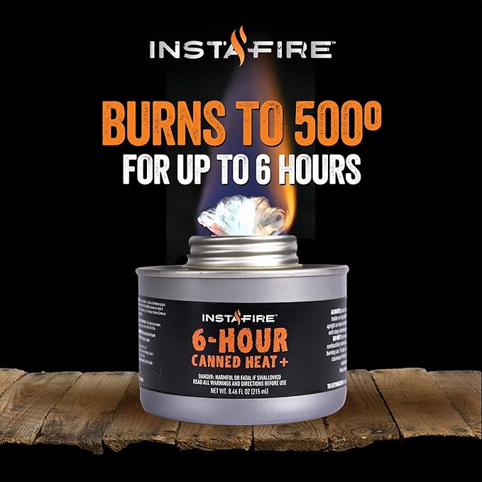 InstaFire 6-Hour Canned Heat (24 Cans), Canned Heat for Cooking, Canned Heat for Food, Heat for Camping, Heat for Camp Stove, Indoor Heat, Nontoxic Heat, Emergency Heat, Heat for Emergency