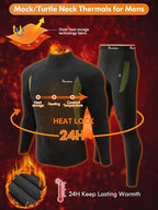 romision Thermal Underwear for Men Long Johns Fleece Lined Hunting Gear Bottom Top Set Base Layer for Cold Weather Gift