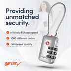 TSA Accepted Luggage Travel Lock, Set-Your-Own Combination Lock for School Gym Locker, Luggage Suitcase Baggage Locks, Filing Cabinets, Toolbox, Case (Silver, 1 Pack)