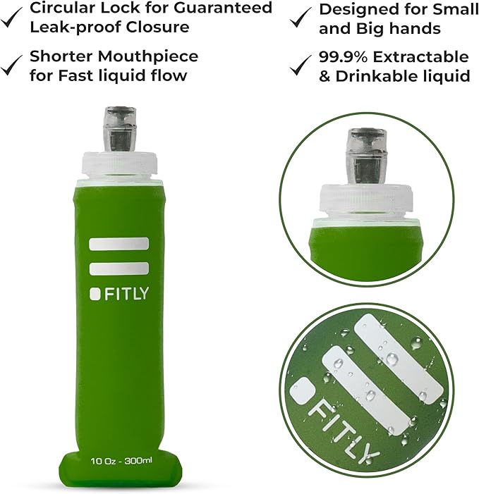 Soft Flask - Shrink As You Drink Soft Water Bottle for Hydration Pack - Folding Water Bottle Ideal for Running, Hiking, Cycling, Climbing & Rigorous Activity