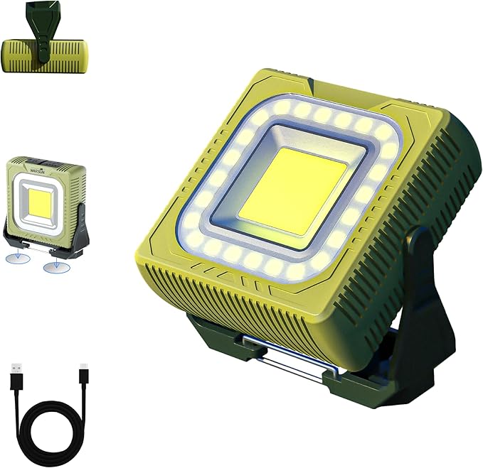 WARSUN Camping Light,Lightweight LED Camping Light,Long Lasting,Multi Lighting,Rechargeable Type C,Magnetic,Hanging,Outdoor,Hiking,Camping (Light Green)