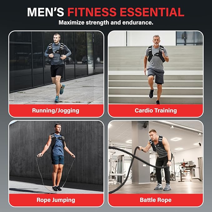 PowerPrime® Weighted Vest 11 lbs (5 kg) – Adjustable, Unisex Fitness Vest for Men & Women – Neoprene Material, Reflective Strips, Mesh Pocket – Ideal for Running, HIIT, and Strength Training