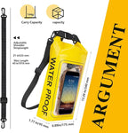 IP68 Waterproof Dry Bag, 2L - Roll Top Waterproof Pool Bag，Dry Bags for Kayaking Waterproof-w/Phone Pouch,Large Waterproof Phone Pouch,Boating & Kayak Accessories Camping (Yellow)