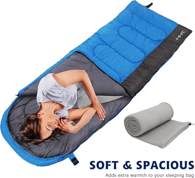 Fleece Sleeping Bag Liner, 75" Long Zipper Microfiber Fleece Travel Single Sleeping Bag Camping Blanket, Indoor Outdoor Blanket for Adults & Children