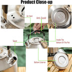 1.5L Stainless Steel Camping Kettle - Portable Durable Open Fire Kettle for Camping, Bushcraft, and Emergency Use - Fast Boiling, Heat Retention, Campfire Safe (1.5L)