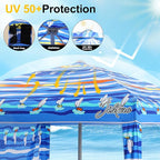 Beach Cabana, 6.2'×6.2' Beach Canopy with Side Wall, UPF 50+ UV Protection Easy Setup Tent Sun Shelter with Sand Pockets for Whole Family(Summer Sailboat)