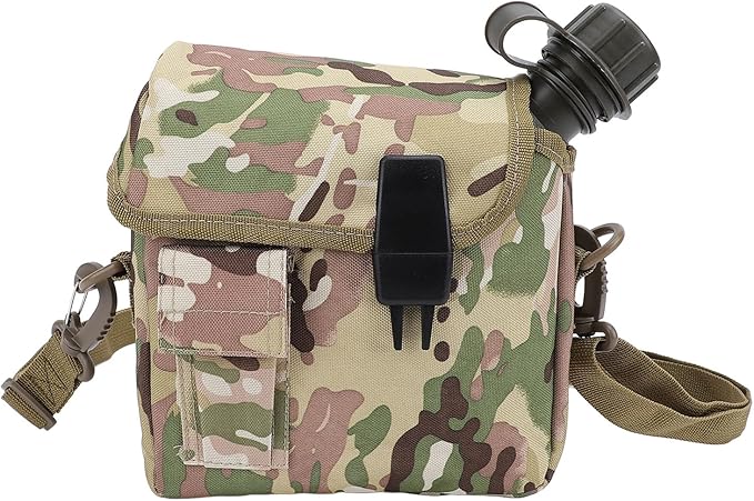 Outdoor Water Canteen, 1.5L Large Capacity Outdoor Water Bottle Handheld Portable Flat Camping with D Shaped Buckle & Adjustable Strap Buckle for Camping, Backpacking, Hiking