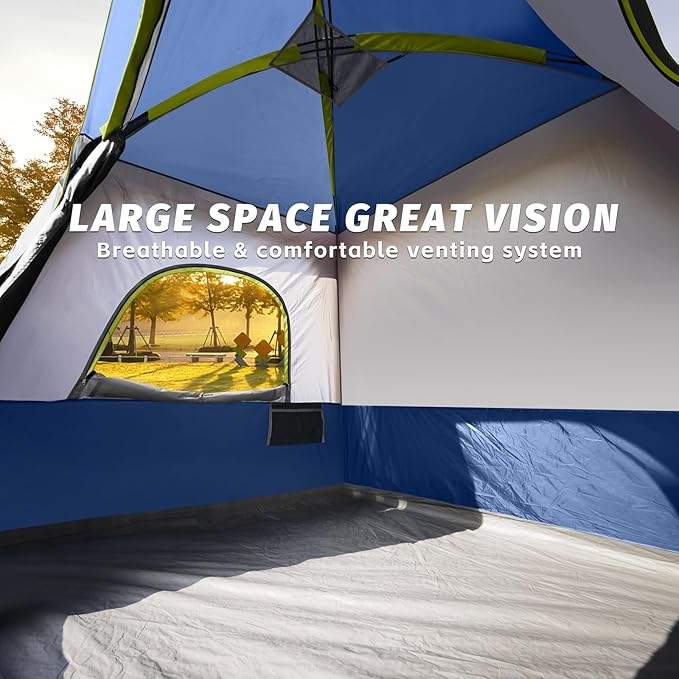 UNP 2/4/6/8 Person Tent, Portable Cabin Tent, Camping Tent 4-Person Easy Set Up, Waterproof with Top Rainfly for Outdoor Camping/Hiking