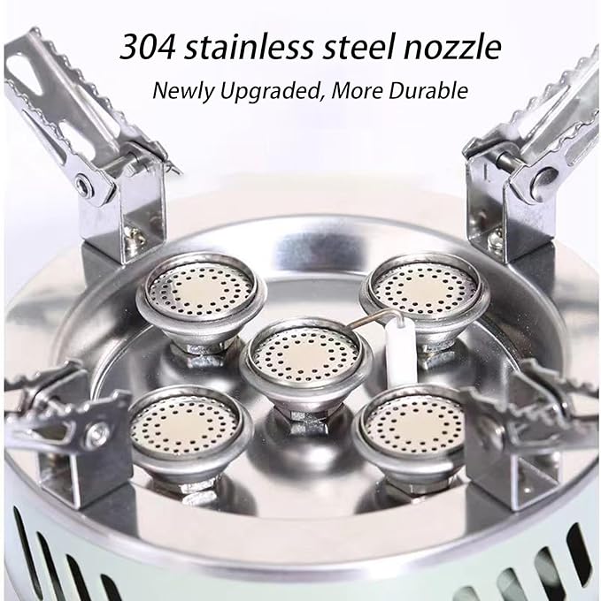 Camping Stove, Portable Lightweight Backpacking Stove with EVA Bag and Piezo Ignition, Foldable 3 in 1 Gas Stove Burner for Outdoor Picnic Cooking and Hiking (Large)