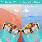 12oz 2 Pack Insulated Food Jar Set for Kids Soup Thermo Hot Food Lunch Container Wide Mouth Leak Proof Stainless Steel Vacuum Bento Box for School Office Travel Outdoors