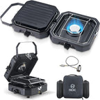 Nice C Camping Stove, Portable Camping Stove Propane, 2 Burner Propane Stove with Grill, Camp Stove, 16,000 BTU Camp Stove with 2 Burner, Grill & Carry Bag for Camping
