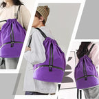 Hoedia Sports Drawstring Backpack - String Swim Gym Bag with Shoes Compartment and Wet Proof Pocket for Women/Men (Purple)