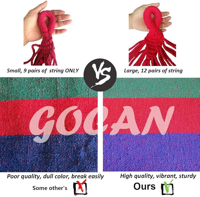 Double Hammock 2 Person Extra Large 220x160cm Total Length 330cm Load 500lb Canvas Cotton Hammock for Patio Porch Garden Backyard Lounging Outdoor and Indoor with Removable Spreader bar