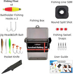 Mini Survival Fishing Kit Small Emergency Fishing Gear Box Pocket Fishing Tackle Travel Fishing Shoebox Surf Survivalist Fishing Accessories Pack Gifts for Fishing Starter Men