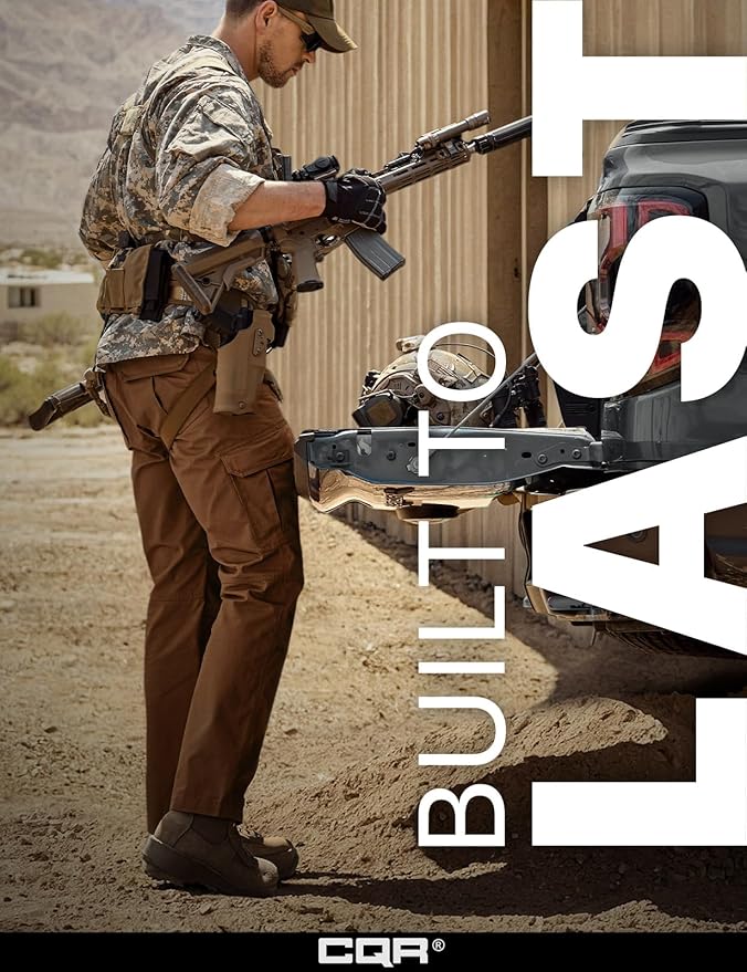 CQR Men's Tactical Pants, Water Resistant Ripstop Cargo Pants, Lightweight EDC Work Hiking Pants, Outdoor Apparel