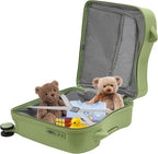 18 Inch Kid Ride On Suitcase, Ride-on Luggage with 4 Universal Wheels, Cute Lightweight Tow-Along Luggage with Password Lock, Rolling Luggage for Short Trips, School Trips, Outings (Olive green)