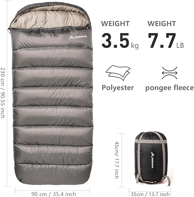 BISINNA 0 Degree Sleeping Bag XL for Adults Cold Weather Sleeping Bags Winter Big and Tall Large Sleeping Bags Zero Degree Camping