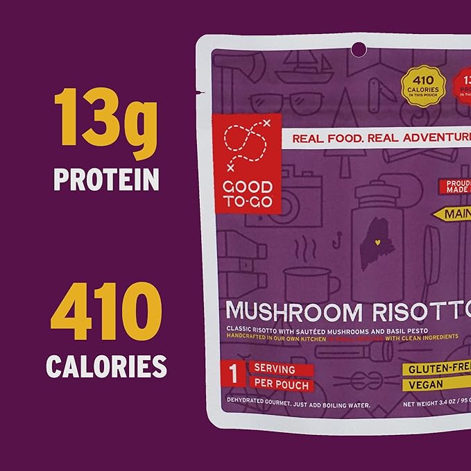 GOOD TO-GO Mushroom Risotto | Camping Food, Backpacking Food | Just Add Water Meals, Backpacking Meals | Dehydrated Meals Taste Better Than Freeze Dried Meals