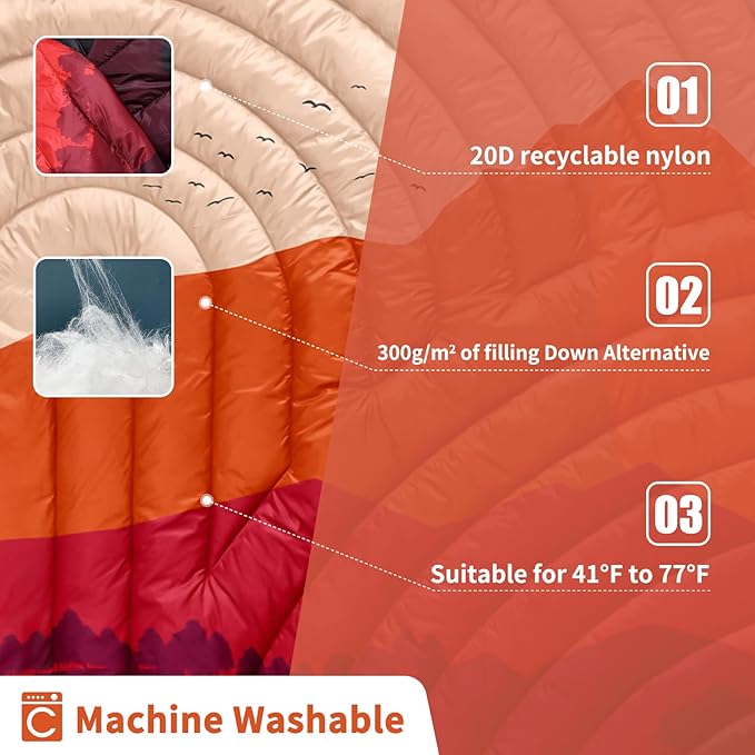 Camping Blanket,Lightweight Puffy Printed Camping Blanket Packable Outdoor Blanket for Camping,Traveling, Stadium, Hiking, Picnics