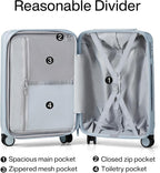 Hanke 20 Inch Expandable Carry on Luggage 22x14x9 Airline Approved Lightweight PC Hard Shell Suitcases with Wheels Travel Luggage Rolling Suitcase Travel Luggage Bag for Weekender(Gray)