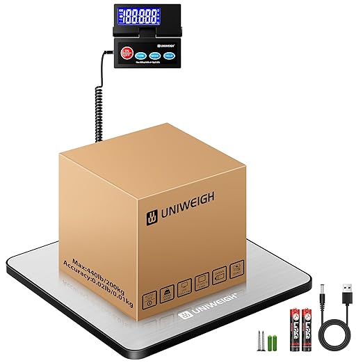 Shipping Postal Scale 440lb,Commercial Weight Scale for Packages,Postage,Luggage,Small Business, Mail, Warehouse, Home, Battery & Charging Cable Included