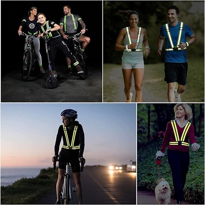 Reflective Running Vest 2-10 Pack, High Visibility Reflective Gear Night Cycling Safety Vest Strap for Men Women Kids