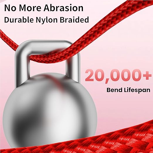 Multi Charging Cable, (2 Pack 4FT) Multi USB Charger Cable 3 in 1 Charging Nylon Braided Charging Cord with Type-C, Micro USB, IP Port for Most Phones/iPhones/Tablets, Red